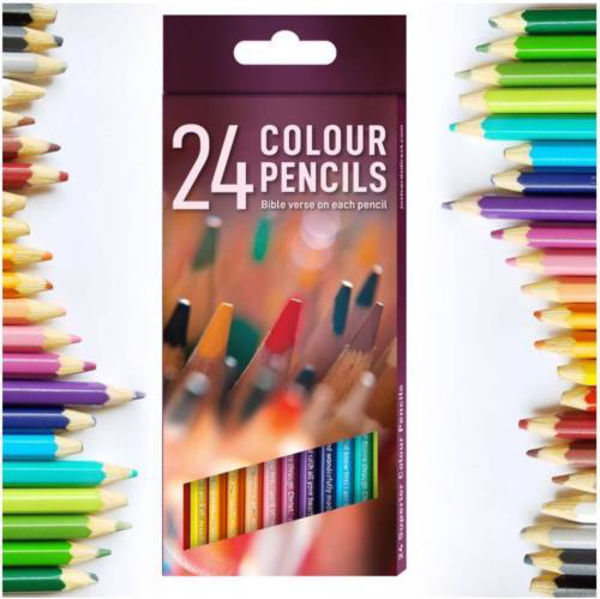 Picture of Pack 24 Col Pencils - bible verse