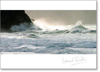 Picture of Waves at Portreath, Cornwall Blank Card