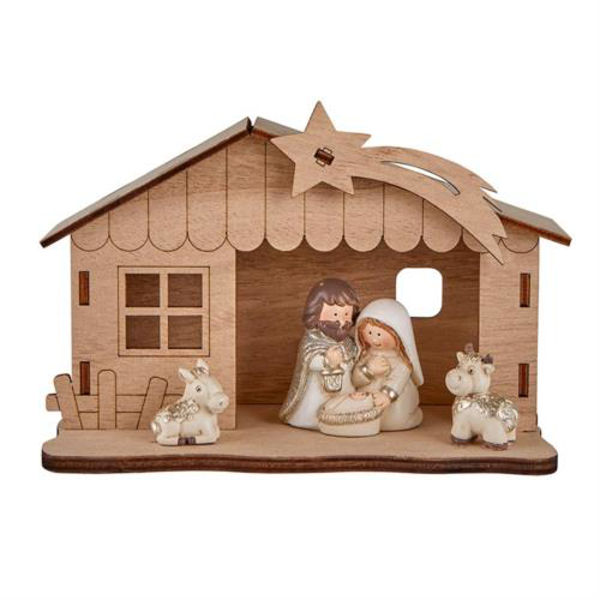 Picture of Childlike Nativity With Lighted Creche