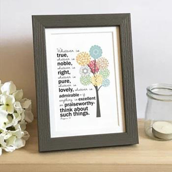 Picture of Whatever is True 5x7 Framed Print Grey