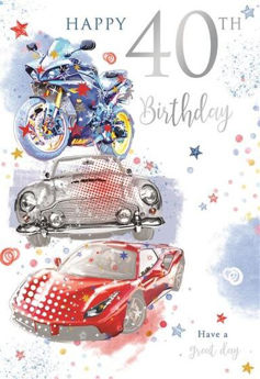 Picture of Happy 40th Birthday Motorbike and Cars