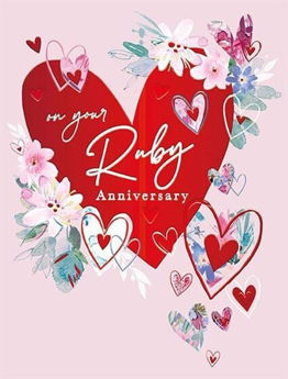 Picture of On Your Ruby Anniversary Hearts /Flowers