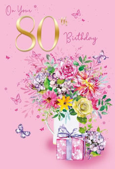 Picture of On Your 80th Birthday Flowers and Presen