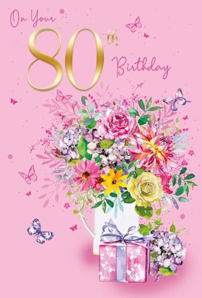 Picture of On Your 80th Birthday Flowers and Presen