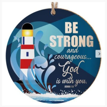 Picture of Be Strong & Courageous Ceramic Hanging Decoration