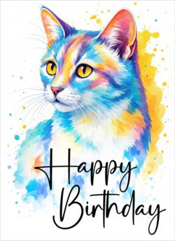 Picture of Happy Birthday Cat Painting