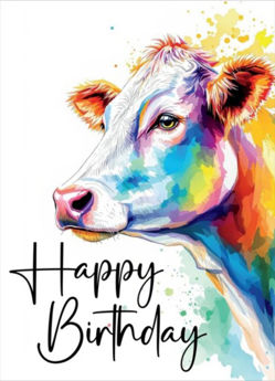 Picture of Happy Birthday Cow Painting